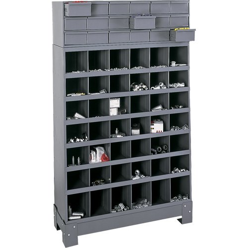 Modular Small Parts Storage Unit, Steel, 18 Drawers, 33-3/4" x 12-1/4" x 58-5/8", Grey O-Max