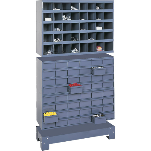 Modular Small Parts Storage Unit, Steel, 48 Drawers, 33-3/4" x 12-1/4" x 58-3/8", Grey O-Max