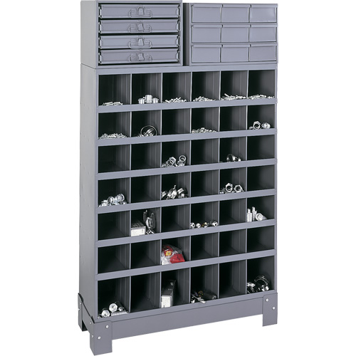 Unit&eacute; de stockage modulaire pour petites pi&egrave;ces, Acier, 13 tiroirs, 33-3/4" x 12-1/4" x 59", Gris O-Max