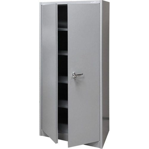 Armoire de rangement, Acier, 4 Tablettes, 66" h x 30" la x 15" P, Gris O-Max