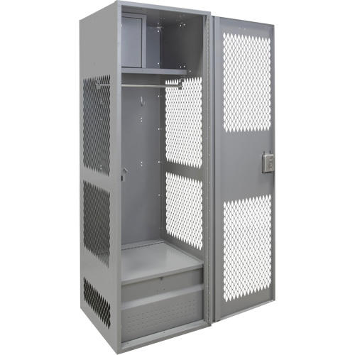Gear Locker with Door, Steel, 24" W x 18" D x 72" H, Grey O-Max
