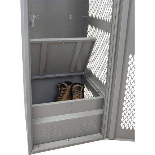 Gear Locker with Door, Steel, 24" W x 18" D x 72" H, Grey O-Max