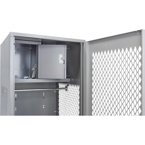 Gear Locker with Door, Steel, 24" W x 18" D x 72" H, Grey O-Max