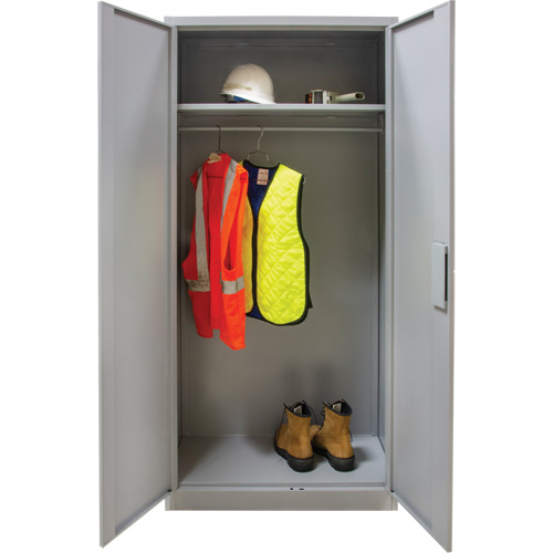 Armoire garde-robe, Acier, 36" la x 18" p x 72" h, Gris O-Max