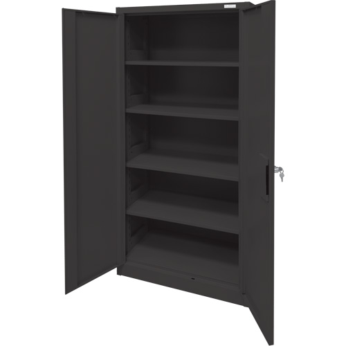 Armoire d'entreposage, Acier, 4 Tablettes, 78" h x 36" la x 24" P, Noir O-Max