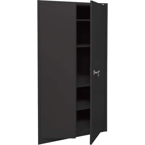 Armoire d'entreposage, Acier, 4 Tablettes, 78" h x 36" la x 24" P, Noir O-Max