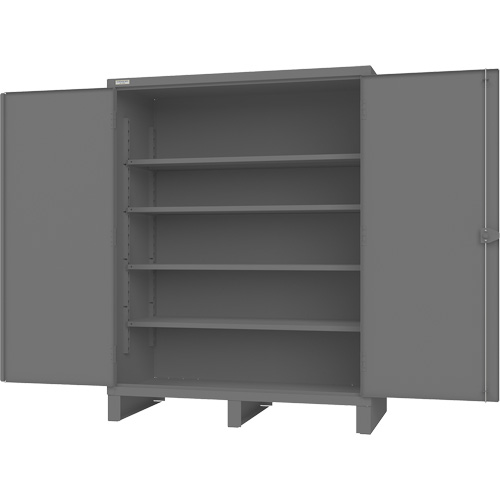 Armoire avec portes encastr&eacute;es, Acier, 4 Tablettes, 78" h x 60" la x 30" P, Gris O-Max