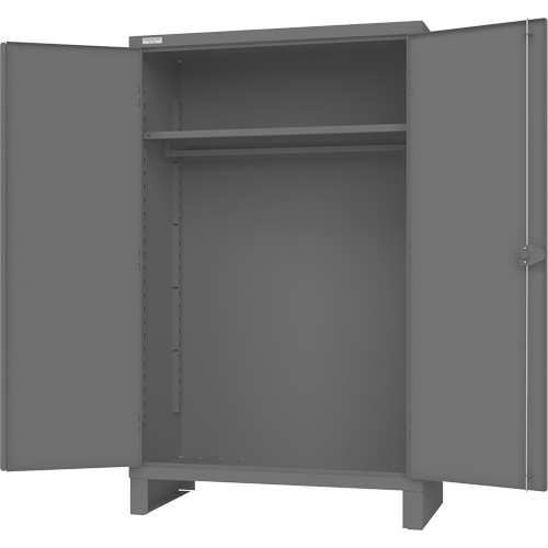 Cabinet with Hanging Bar & Standard Recessed Doors, Steel, 78" H x 48" W x 24" D, Grey O-Max