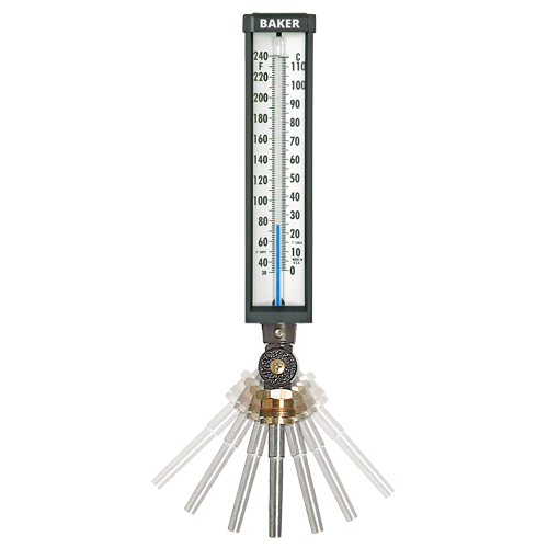 Variable Angle Industrial Thermometers, Contact, Analogue, 30-300 °F (0-149 °C) O-Max
