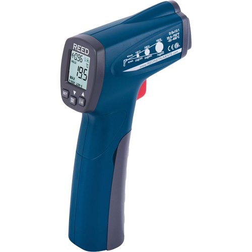 Infrared Thermometer, -25.6°- 752° F ( -32° - 400° C ), 12:1, Adjustable Emmissivity O-Max