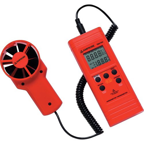 An&eacute;mom&egrave;tre et thermom&egrave;tre TMA10A, Sans enregistrement des donn&eacute;es, Gamme de v&eacute;locit&eacute; d'air de 0,4 - 25 m/sec O-Max