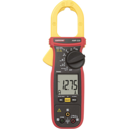 Multim&egrave;tre &agrave; pince TRMS pour entretien de moteur AMP-320, Tension c.a./c.c., Courant c.a./c.c. O-Max