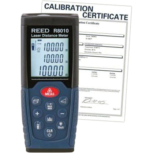 Laser Distance Meter with Calibration Certificate, 1.92" - 328' (5 cm - 100 m) Range, Digital (Electronic) O-Max