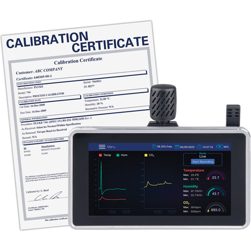 Analyseur de la qualit&eacute; de l'air avec support mural/de bureau et certificat de calibration O-Max