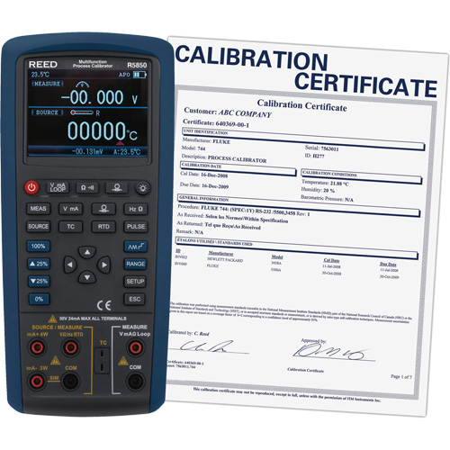 &eacute;talonneur de processus multifonctions avec certification de calibration, Sans enregistrement des donn&eacute;es, Portatif, 5 proc&eacute;d&eacute;s O-Max