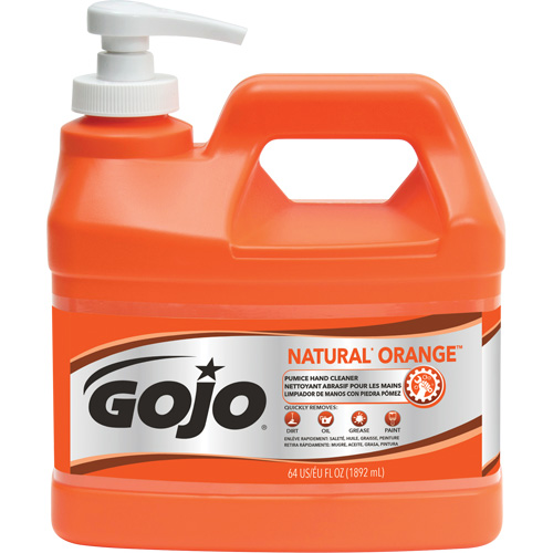 Nettoyant &agrave; mains Natural Orange, Pierre ponce, 1,89 L, Bouteille &agrave; pompe, Agrumes/Orange O-Max