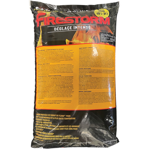 Firestorm Intense Ice Melters, Bag, 44 lbs. (20 kg), -35°C (-31°F) Melting Point O-Max