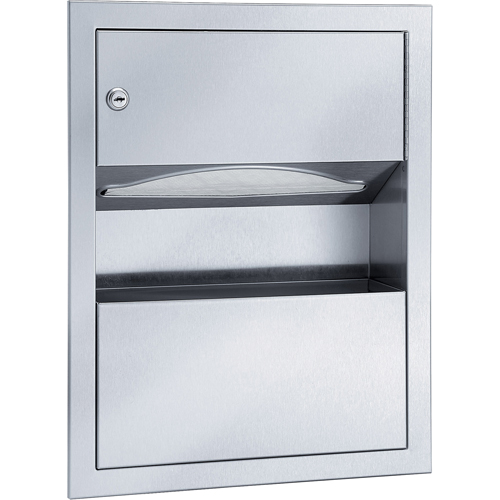 Combination Towel Dispenser with Waste Receptacle, Manual, 14" W x 4" D x 28" H O-Max
