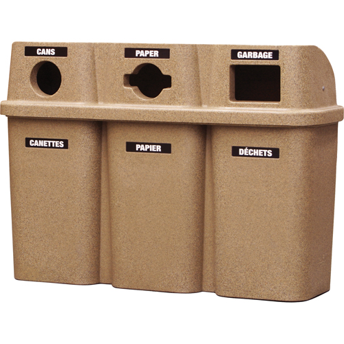 Contenants de recyclage Bullseye, Bord de rue, Plastique, 3 x 22 gal. US O-Max