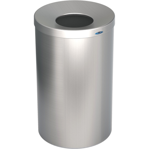 Lobby Waste Receptacle, Stainless Steel, 33 US gal. O-Max