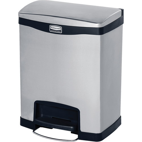 Contenant &agrave; d&eacute;chets Slim Jim , Acier inoxydable, Capacit&eacute; 8 gal. US O-Max