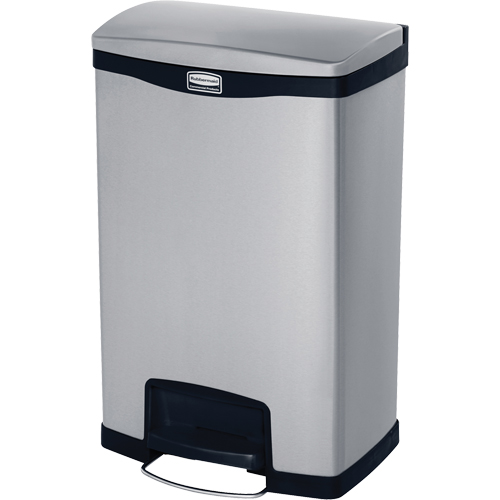 Contenant &agrave; d&eacute;chets Slim Jim , Acier inoxydable, Capacit&eacute; 13 gal. US O-Max