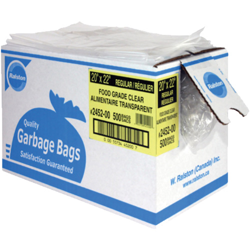 Food-Grade Garbage Bags, X-Strong, 35" W x 50" L, 0.92 mils, Clear O-Max