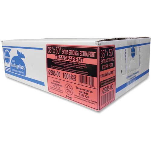 Industrial Garbage Bags, X-Strong, 35" W x 50" L, 0.95 mils, Clear O-Max