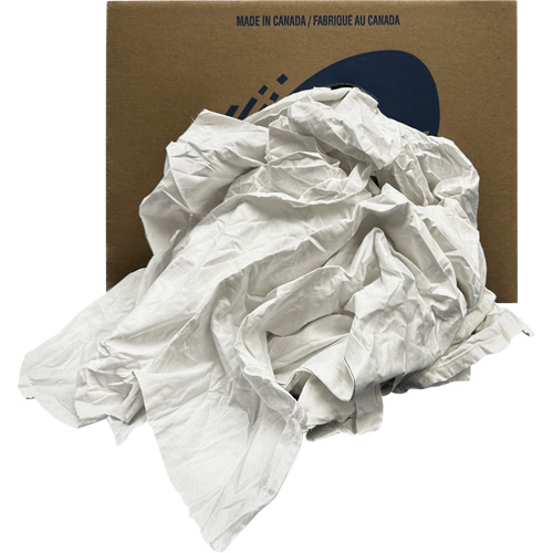 Chiffons recycl&eacute;s, Coton, Blanc, 20 lb O-Max