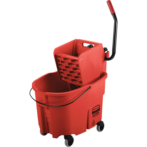 WaveBrake&reg; Mop Bucket & Wringer Combo Pack, Side Press, 8.75 US Gal.(35 Quart), Red O-Max