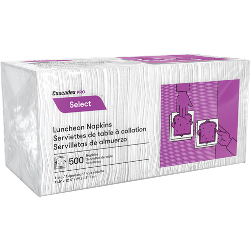 Serviettes de table &agrave; pli 1/4 Pro Select, 1 pli, 12,5" x 11,5" O-Max