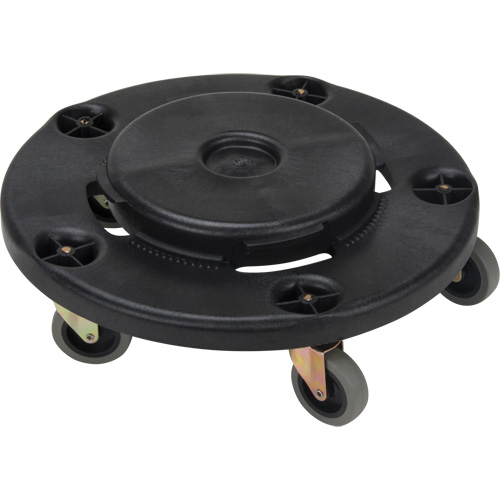 Waste Container Dolly, Polypropylene, Black, Fits: 24" Dia. O-Max