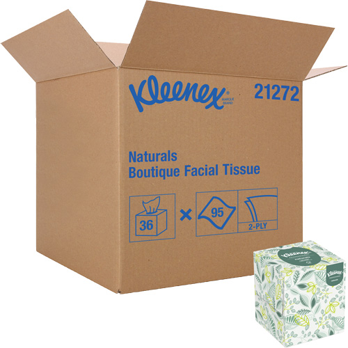 Papiers-mouchoirs Naturals Boutique* de Kleenex, 2 pli, 7,8" lo x 8,3" la, 95 feuilles/boîte O-Max