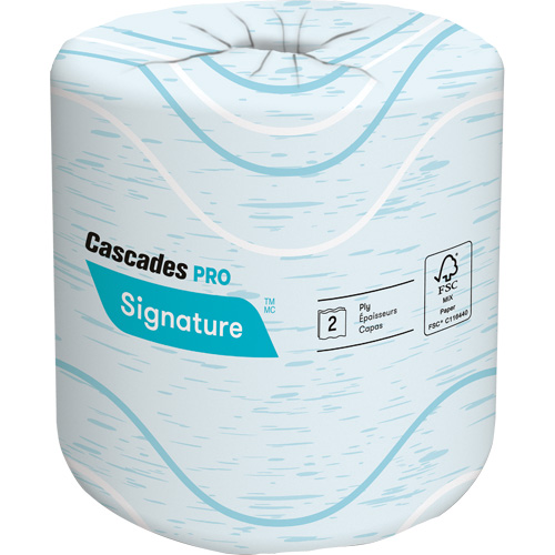 Pro Signature Toilet Paper, 2 Ply, 400 Sheets/Roll, 133' Length, White O-Max