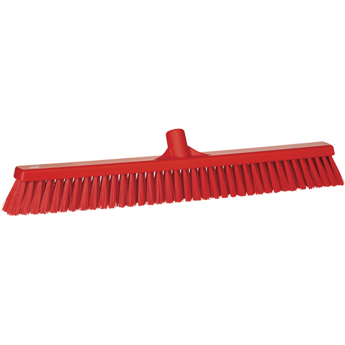 Combo Bristle Push Broom, Coarse/Fine Bristles, 24-1/2", Polyester, Red O-Max