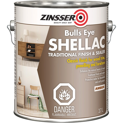 Scellant &agrave; la gomme-laque Zinsser Bulls Eye, Ambr&eacute;e, 3,7 L O-Max