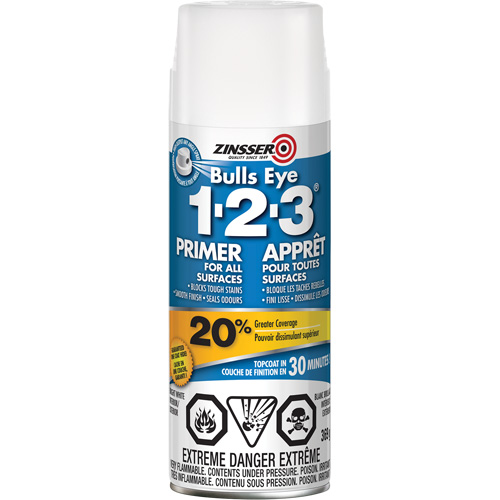 Bulls Eye 1-2-3&reg; Water-Base Primer, Aerosol Can, White O-Max