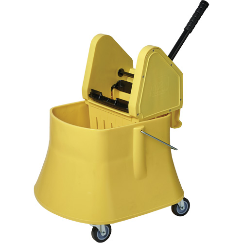 Ensemble de seau pour vadrouille et essoreuse Champ, Pression vers le bas, 10 gal. US (40 pintes), Jaune O-Max