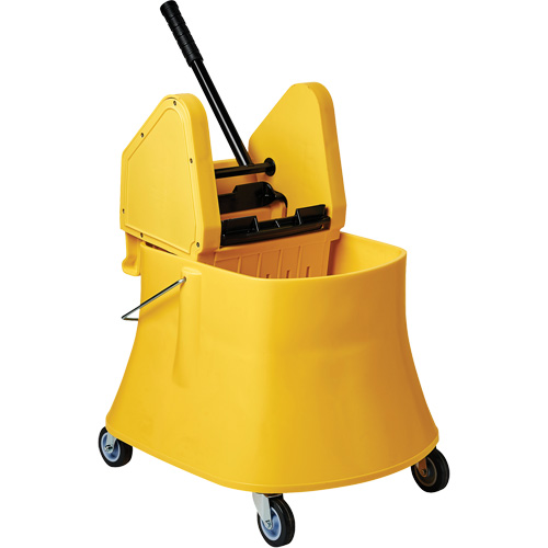 Ensemble de seau pour vadrouille et essoreuse Champ, Pression vers le bas, 7,5 gal. US (30 pintes), Jaune O-Max