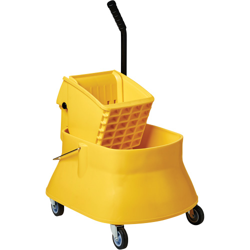Ensemble de seau pour vadrouille et essoreuse Champ, Pression lat&eacute;rale, 7,5 gal. US (30 pintes), Jaune O-Max