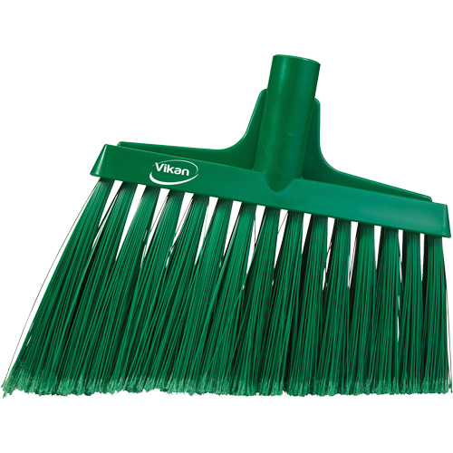 Angled Broom Head, Split Bristles, 11-1/2", Polyester, Green O-Max