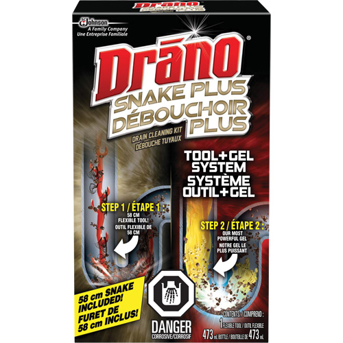 Trousse de furet et gel d&eacute;boucheur pour tuyaux de Drano O-Max