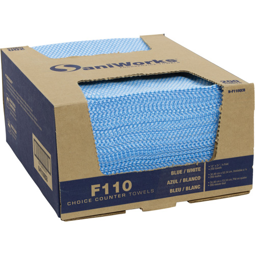 Chiffons de choix pour comptoir SaniWorks, Bleu/Blanc O-Max