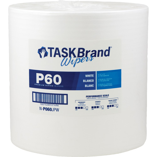 TaskBrand&reg; P60 Premium Series Wipers, All-Purpose, 13" L x 12" W O-Max