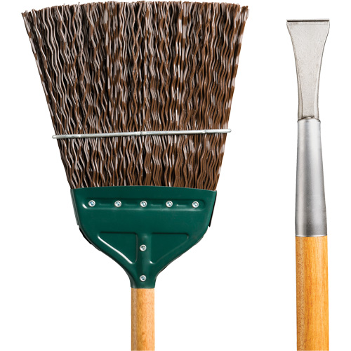 Track & Switch Broom with Heavy-Duty Forged Chisel, Wood Handle, Polypropylene Bristles, 55" L O-Max
