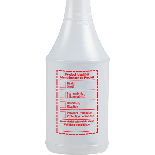 Bouteille &agrave; pulv&eacute;risateur ronde avec &eacute;tiquette SIMDUT, 24 oz O-Max