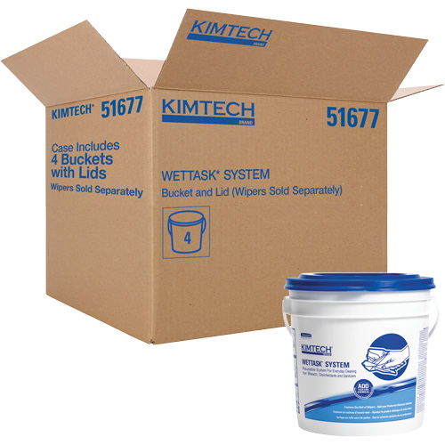 Syst&egrave;me d'essuie-tout en seau avec couvercle WetTask O-Max