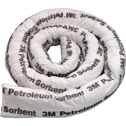 Barri&egrave;re de pollution absorbante double pour produits p&eacute;troliers, Huile seulement, 8' lo x 3" la, Absorption 15,7 gal O-Max