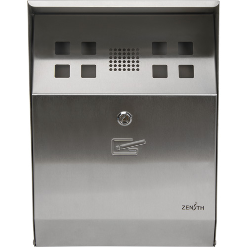 Smoking Receptacle, Wall-Mount, Stainless Steel, 1.6 Litres Capacity, 13-4/5" Height O-Max