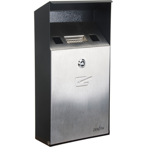 Smoking Receptacle, Wall-Mount, Stainless Steel, 1 Litre Capacity, 11-4/5" Height O-Max